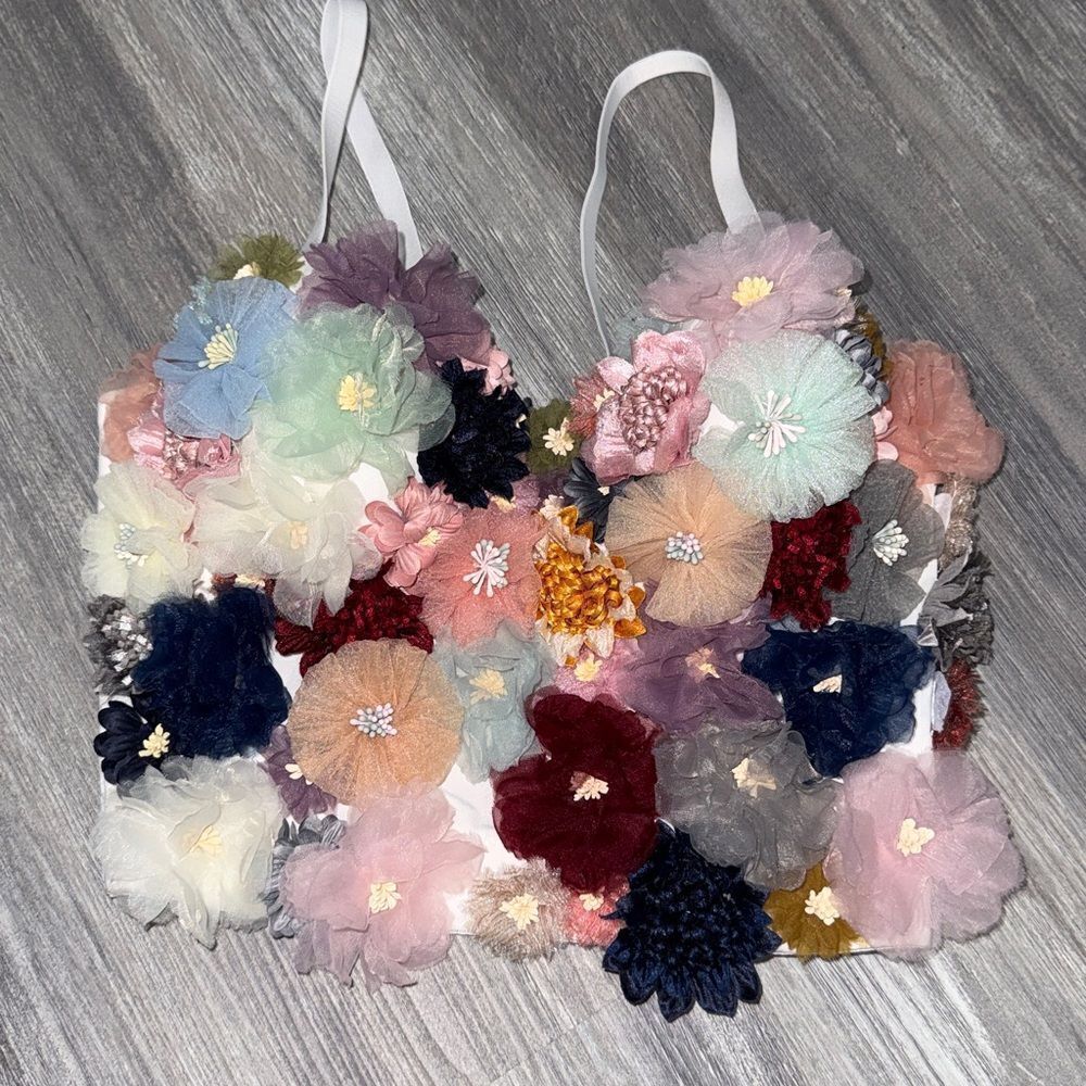 Floral Embellished Bustier Top